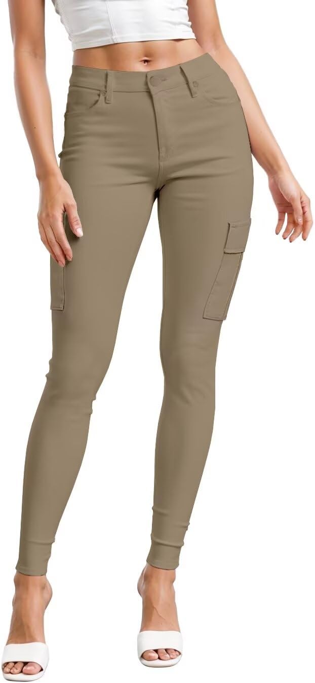 Women's Skinny Leg Work Pants - Hyper Stretch Comfy Trousers in Short, Regular and Long Inseams for Office Wear - Large