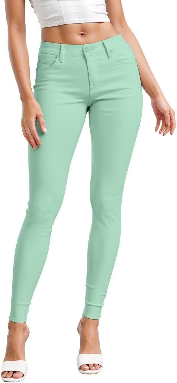 Women's Skinny Leg Work Pants - Hyper Stretch Comfy Trousers in Short, Regular and Long Inseams for Office Wear - Large