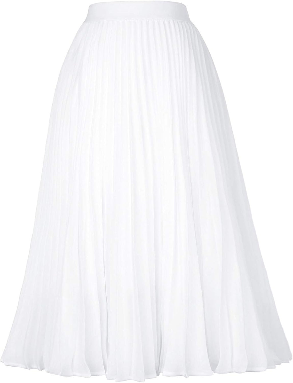 Women's Pleated Chiffon Midi Skirt - A-Line Flowy Swing Skirt with High Elastic Waist for Work and Party Wear - Small (1