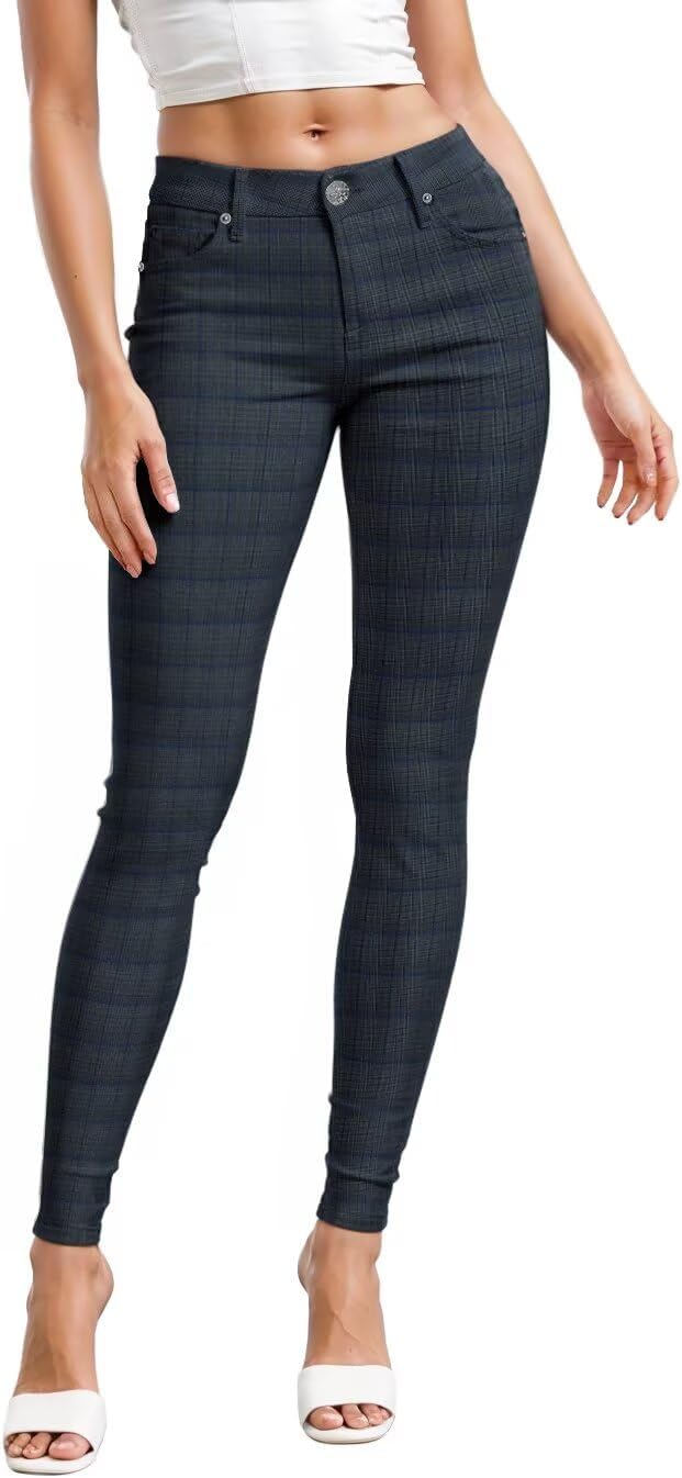 Women's Skinny Leg Work Pants - Hyper Stretch Comfy Trousers in Short, Regular and Long Inseams for Office Wear - Large 