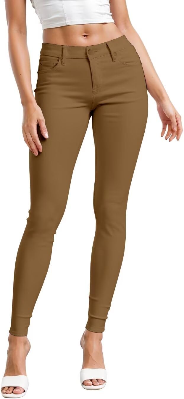 Women's Skinny Leg Work Pants - Hyper Stretch Comfy Trousers in Short, Regular and Long Inseams for Office Wear - Large