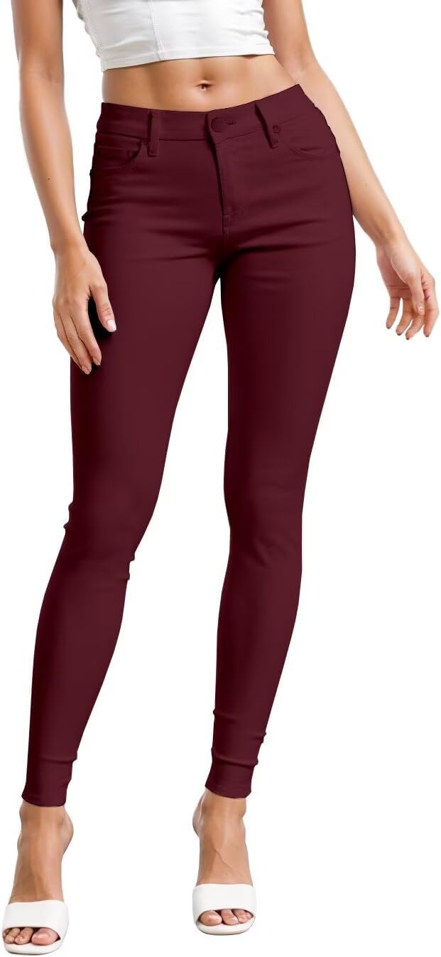 Women's Skinny Leg Work Pants - Hyper Stretch Comfy Trousers in Short, Regular and Long Inseams for Office Wear - Large 