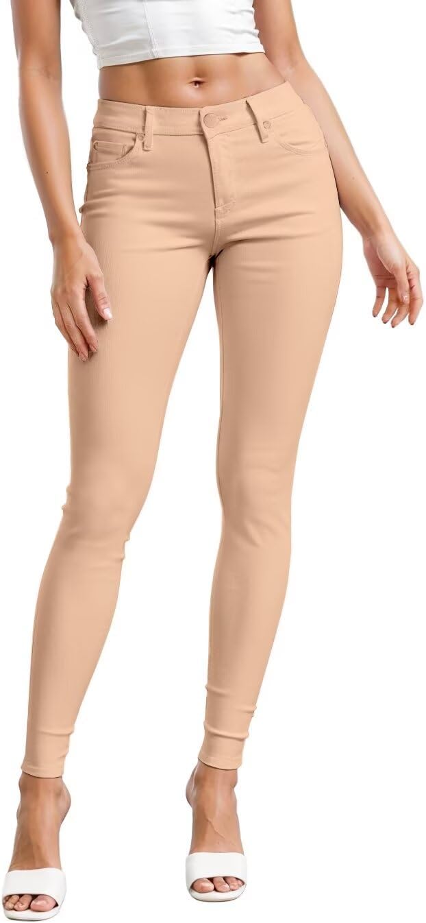 Women's Skinny Leg Work Pants - Hyper Stretch Comfy Trousers in Short, Regular and Long Inseams for Office Wear - 1X Sho