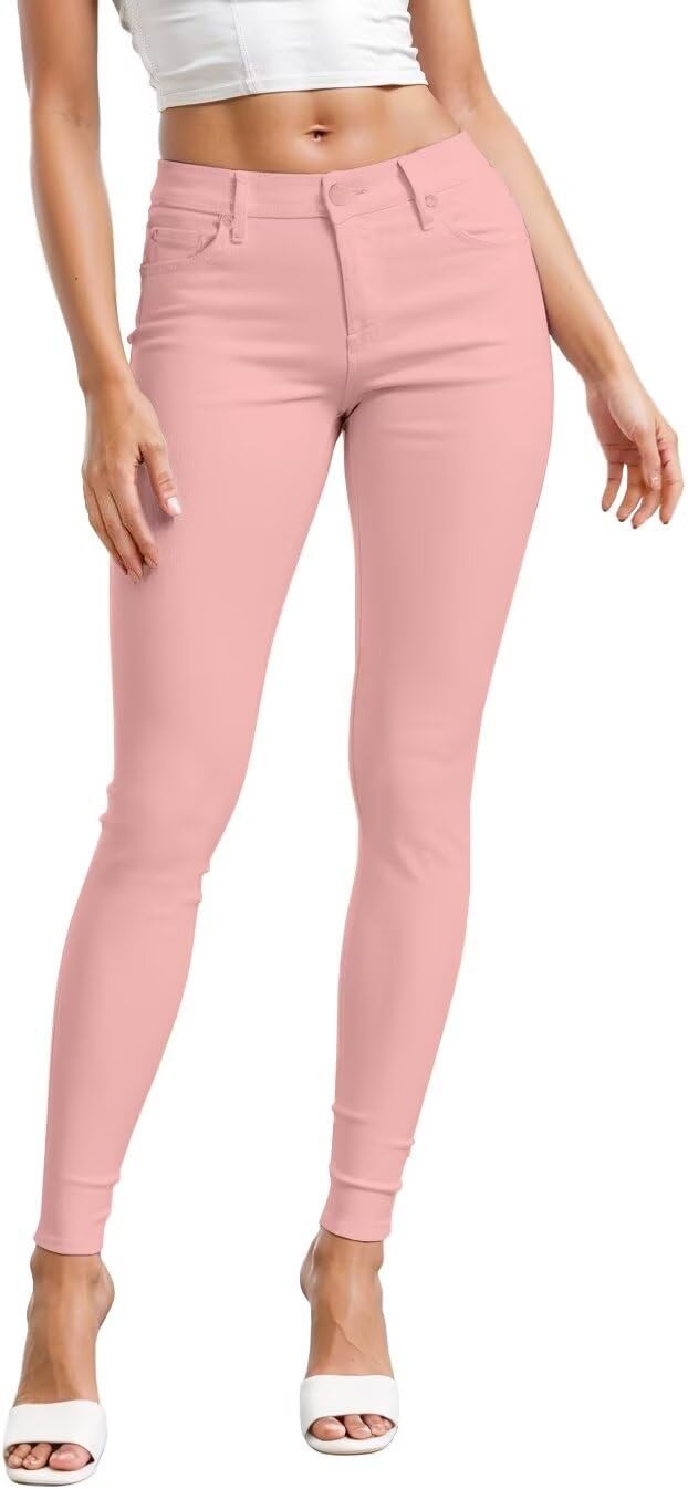 Women's Skinny Leg Work Pants - Hyper Stretch Comfy Trousers in Short, Regular and Long Inseams for Office Wear - Large 