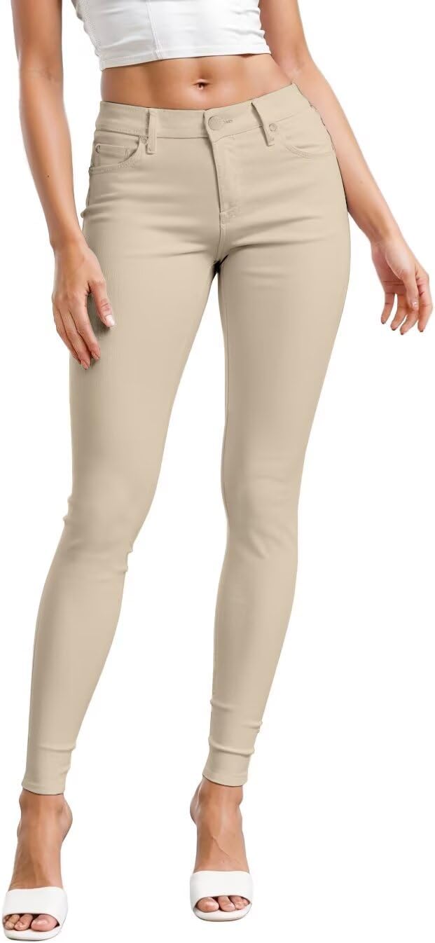 Women's Skinny Leg Work Pants - Hyper Stretch Comfy Trousers in Short, Regular and Long Inseams for Office Wear - Large 