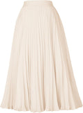 Women's Pleated Chiffon Midi Skirt - A-Line Flowy Swing Skirt with High Elastic Waist for Work and Party Wear - Large