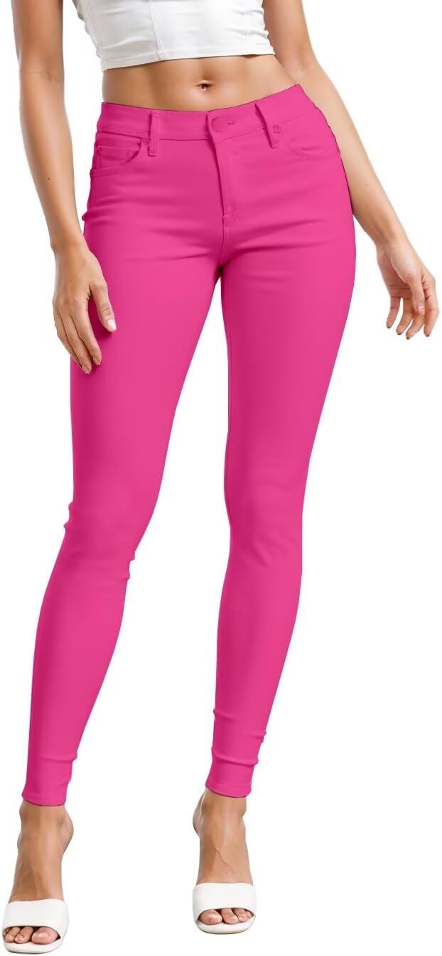 Women's Skinny Leg Work Pants - Hyper Stretch Comfy Trousers in Short, Regular and Long Inseams for Office Wear - Large 