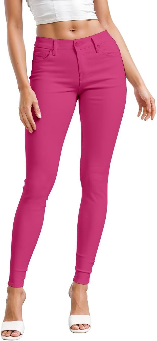 Women's Skinny Leg Work Pants - Hyper Stretch Comfy Trousers in Short, Regular and Long Inseams for Office Wear - Large 