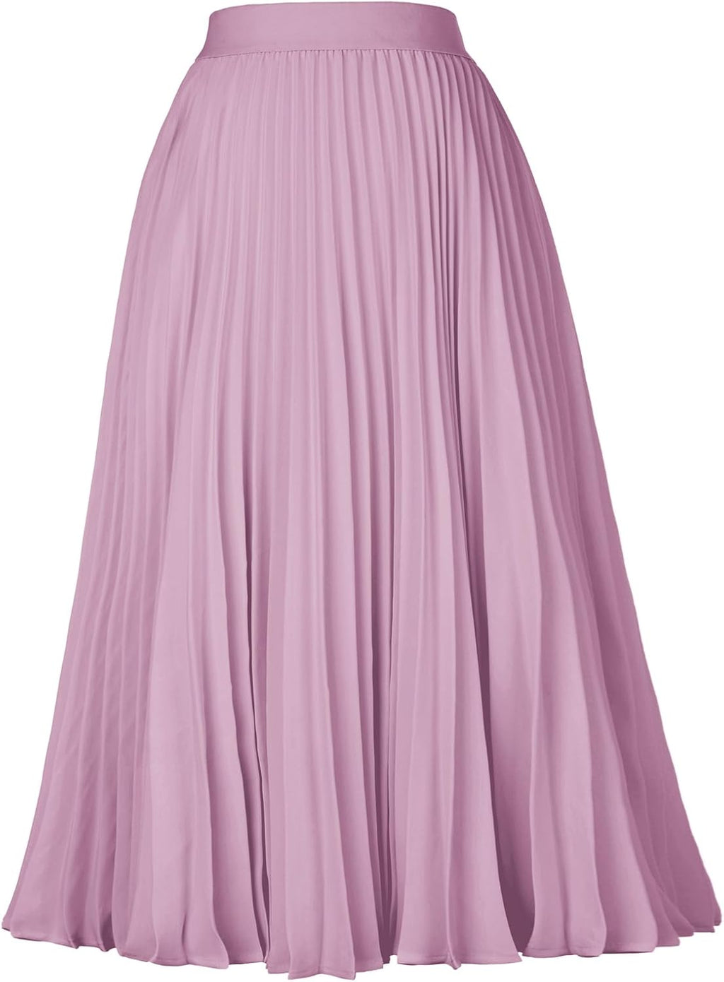 Women's Pleated Chiffon Midi Skirt - A-Line Flowy Swing Skirt with High Elastic Waist for Work and Party Wear - Large (3