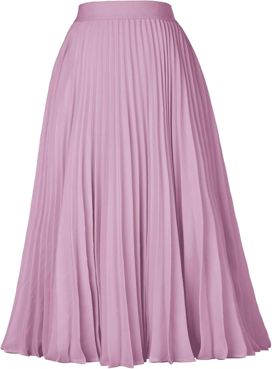 Women's Pleated Chiffon Midi Skirt - A-Line Flowy Swing Skirt with High Elastic Waist for Work and Party Wear - Large (3