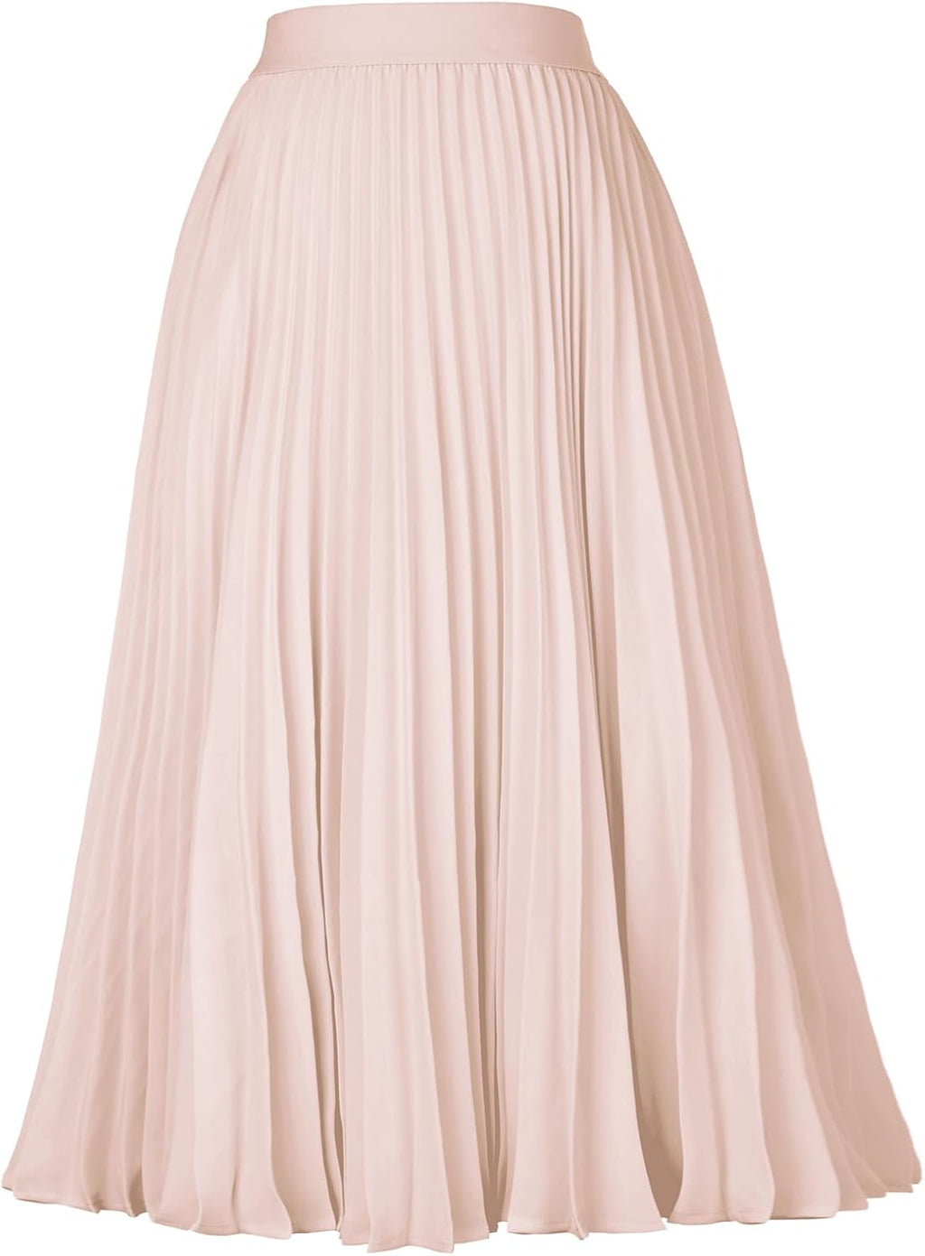 Women's Pleated Chiffon Midi Skirt - A-Line Flowy Swing Skirt with High Elastic Waist for Work and Party Wear - Large (3