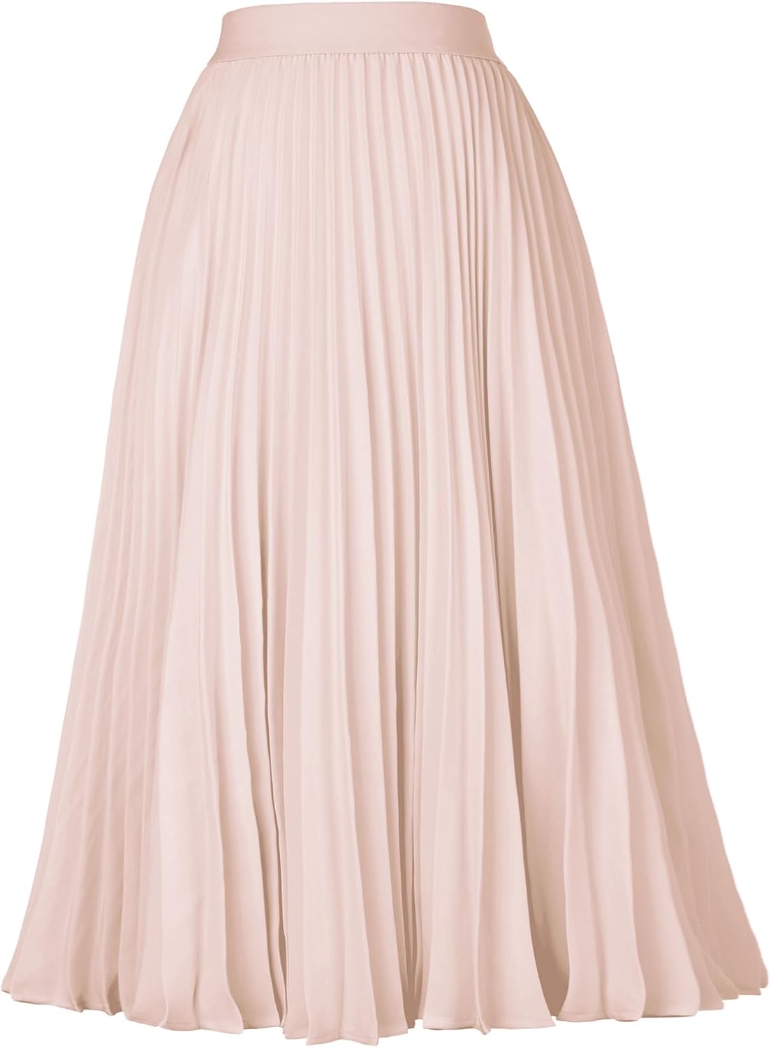 Women's Pleated Chiffon Midi Skirt - A-Line Flowy Swing Skirt with High Elastic Waist for Work and Party Wear - Large (3