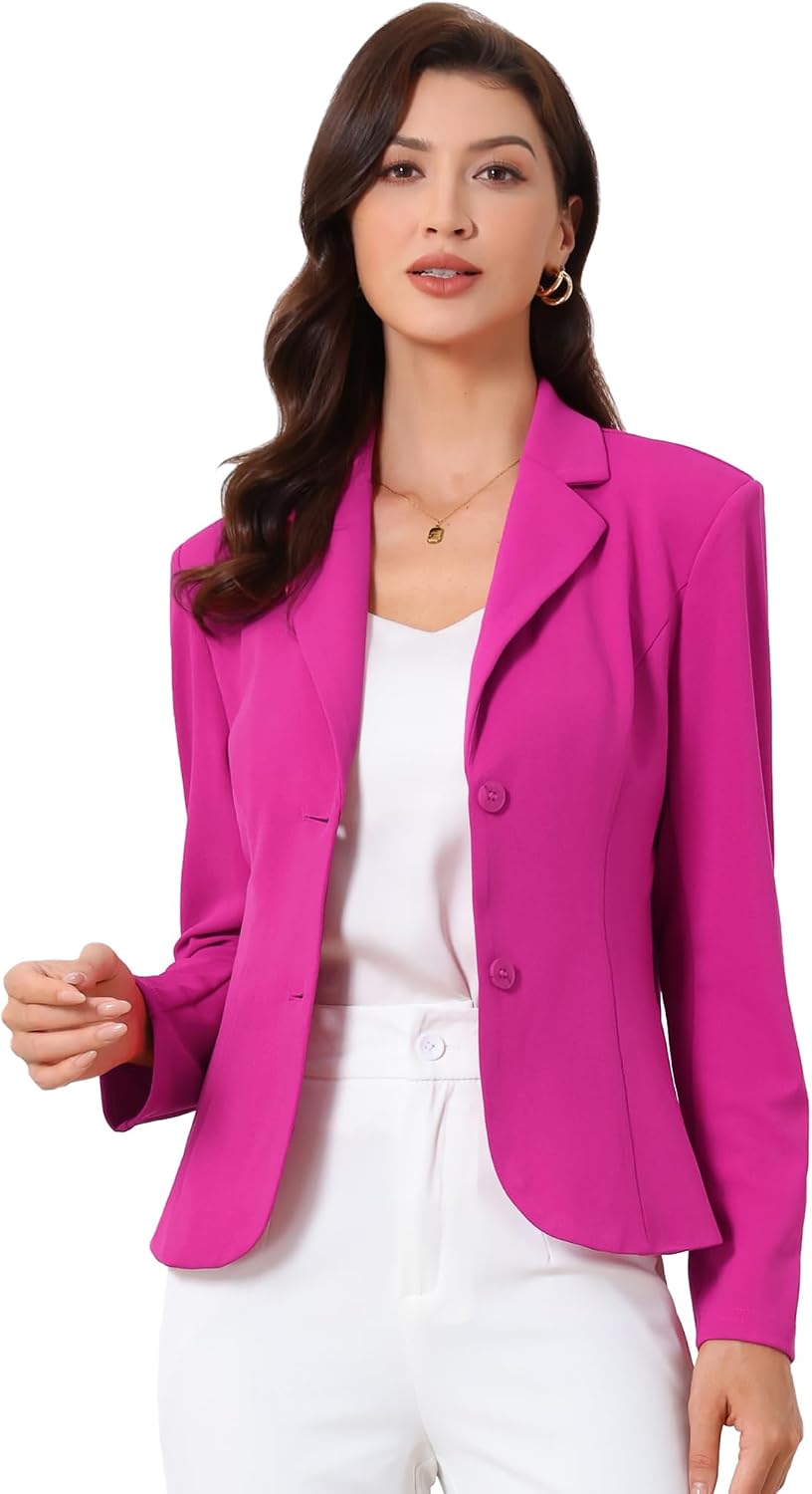 Women's Stretch Work Blazer - Lapel Collar Suit Jacket with Long Sleeves for Office Meetings and Daily Wear - Large (29)