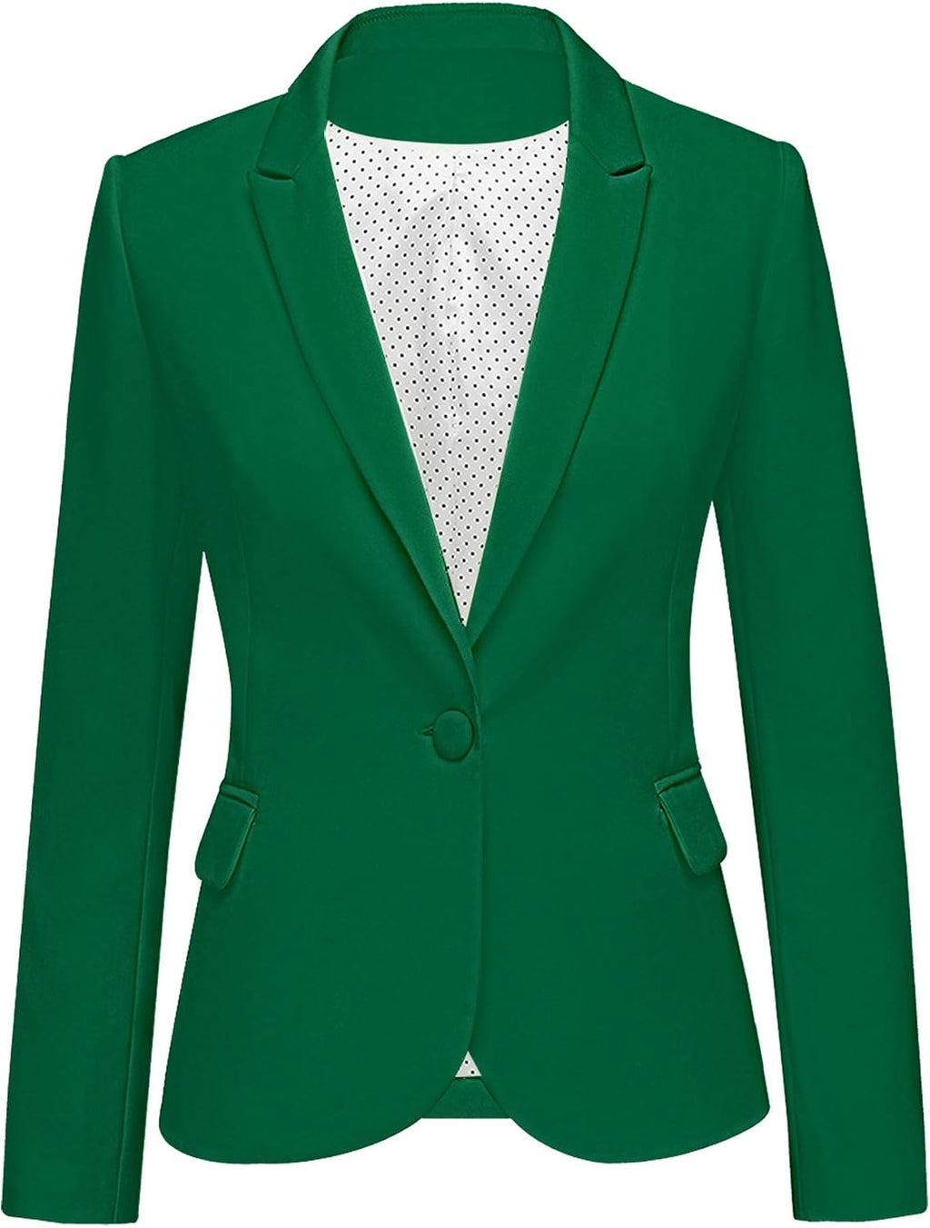 Women's Tailored Fit Blazer - Notched Lapel Suit Jacket with Long Sleeves and Flap Pockets for Professional Work - Mediu
