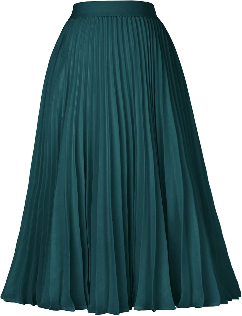 Women's Pleated Chiffon Midi Skirt - A-Line Flowy Swing Skirt with High Elastic Waist for Work and Party Wear - Small (1