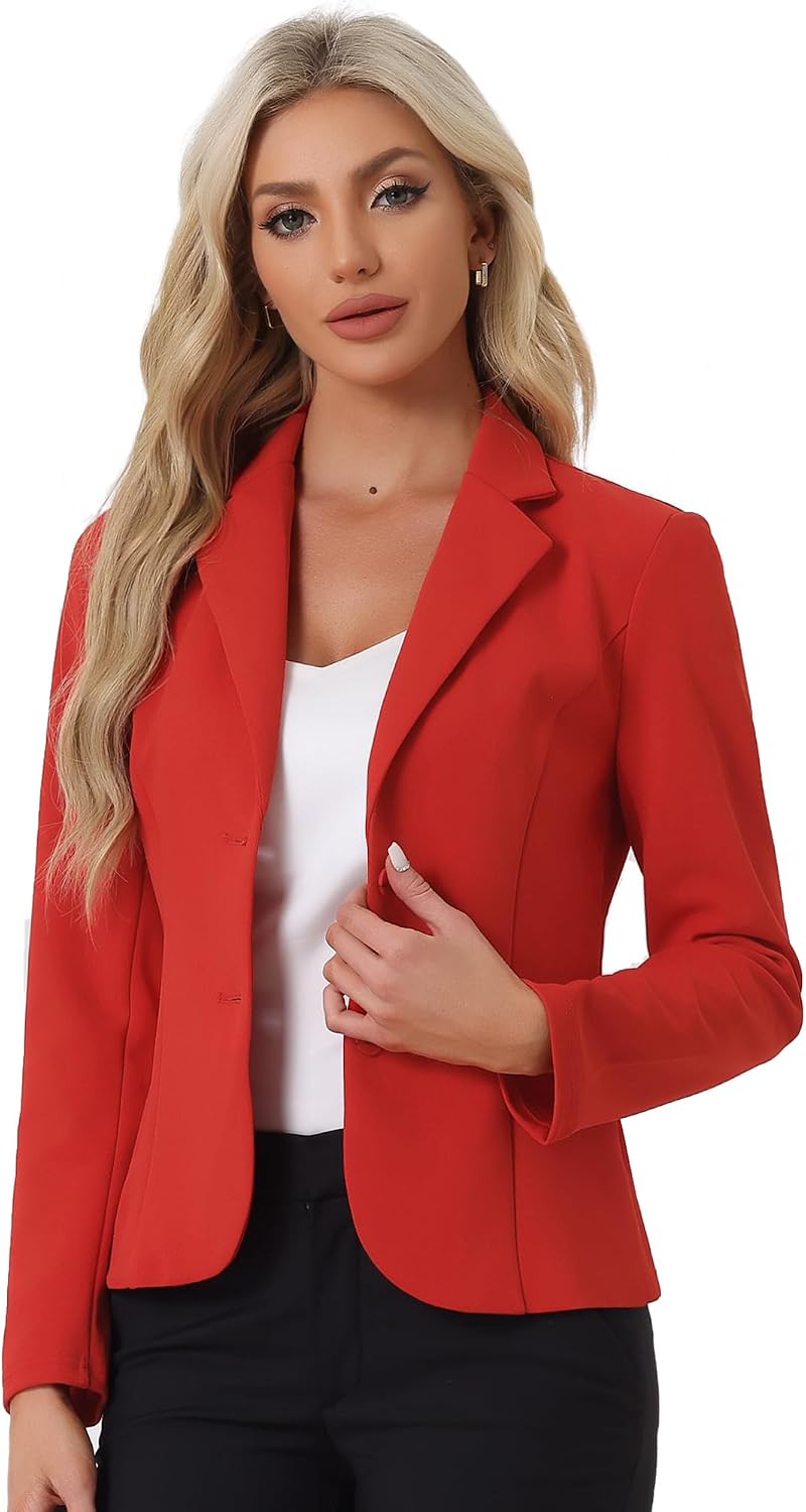 Women's Stretch Work Blazer - Lapel Collar Suit Jacket with Long Sleeves for Office Meetings and Daily Wear - Small (13)