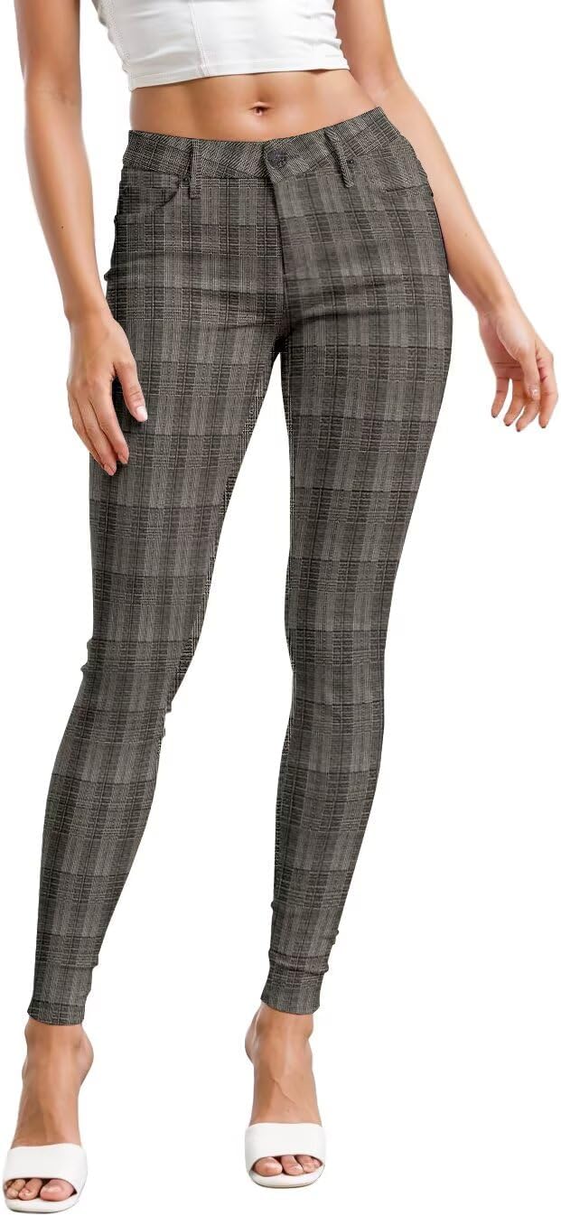 Women's Skinny Leg Work Pants - Hyper Stretch Comfy Trousers in Short, Regular and Long Inseams for Office Wear - Large 