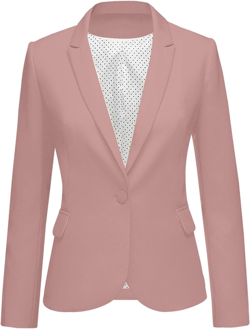 Women's Tailored Fit Blazer - Notched Lapel Suit Jacket with Long Sleeves and Flap Pockets for Professional Work - Mediu
