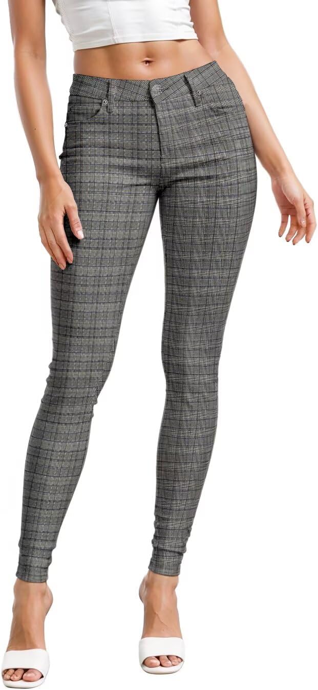 Women's Skinny Leg Work Pants - Hyper Stretch Comfy Trousers in Short, Regular and Long Inseams for Office Wear - 1X Lon