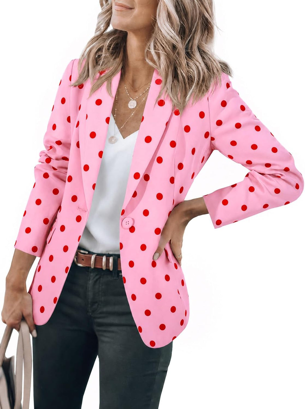 Women's Open Front Blazer - Notch Lapel Suit Jacket with Long Sleeves and Side Pockets for Work and Fall Layering - Smal