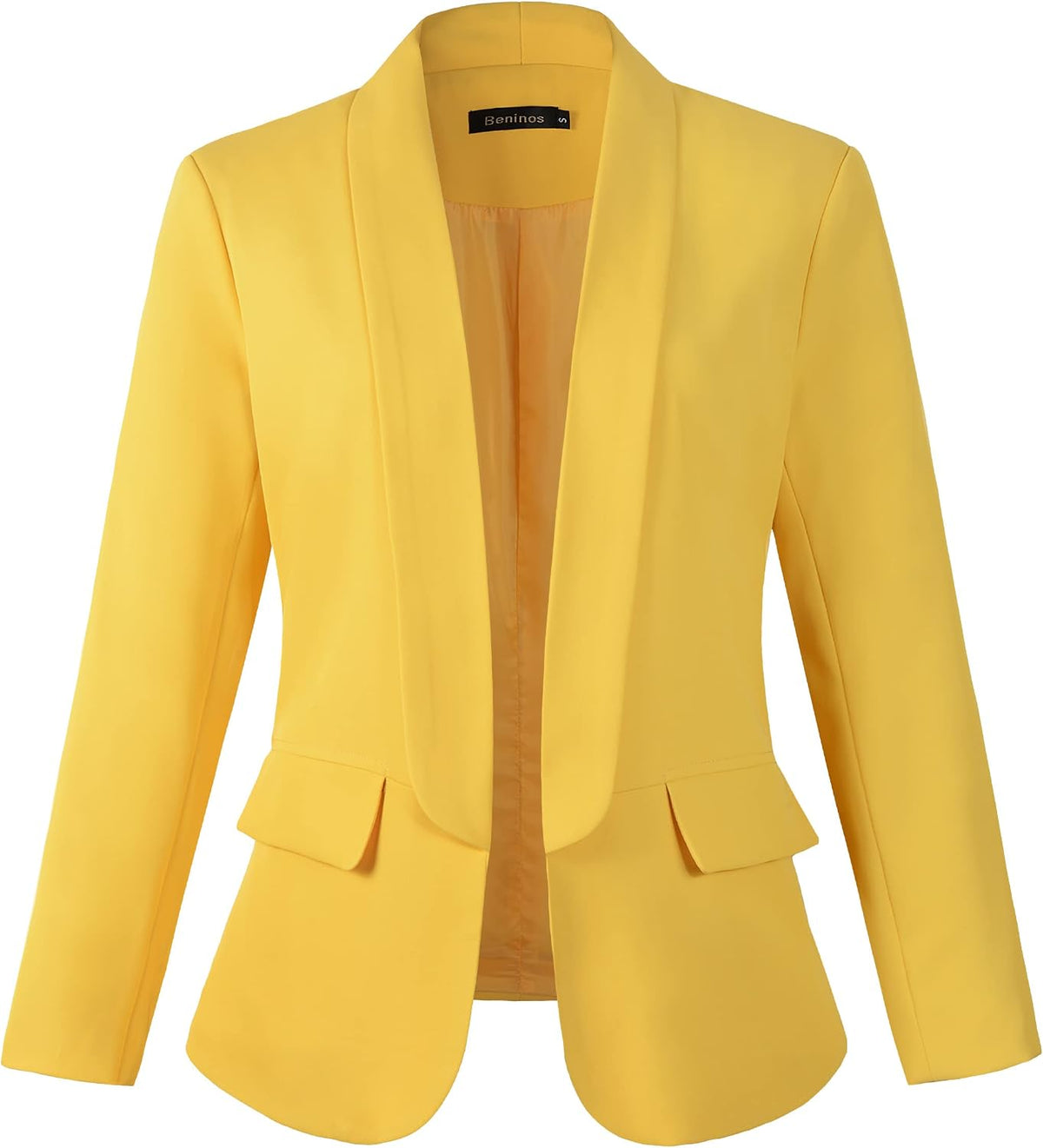 Women's Open Front Blazer Jacket - Casual Long Sleeve Suit Jacket with No Button Closure for Everyday Layering - Small