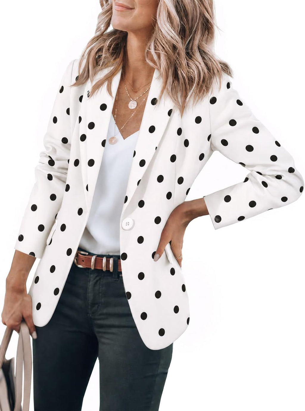 Women's Open Front Blazer - Notch Lapel Suit Jacket with Long Sleeves and Side Pockets for Work and Fall Layering - Smal