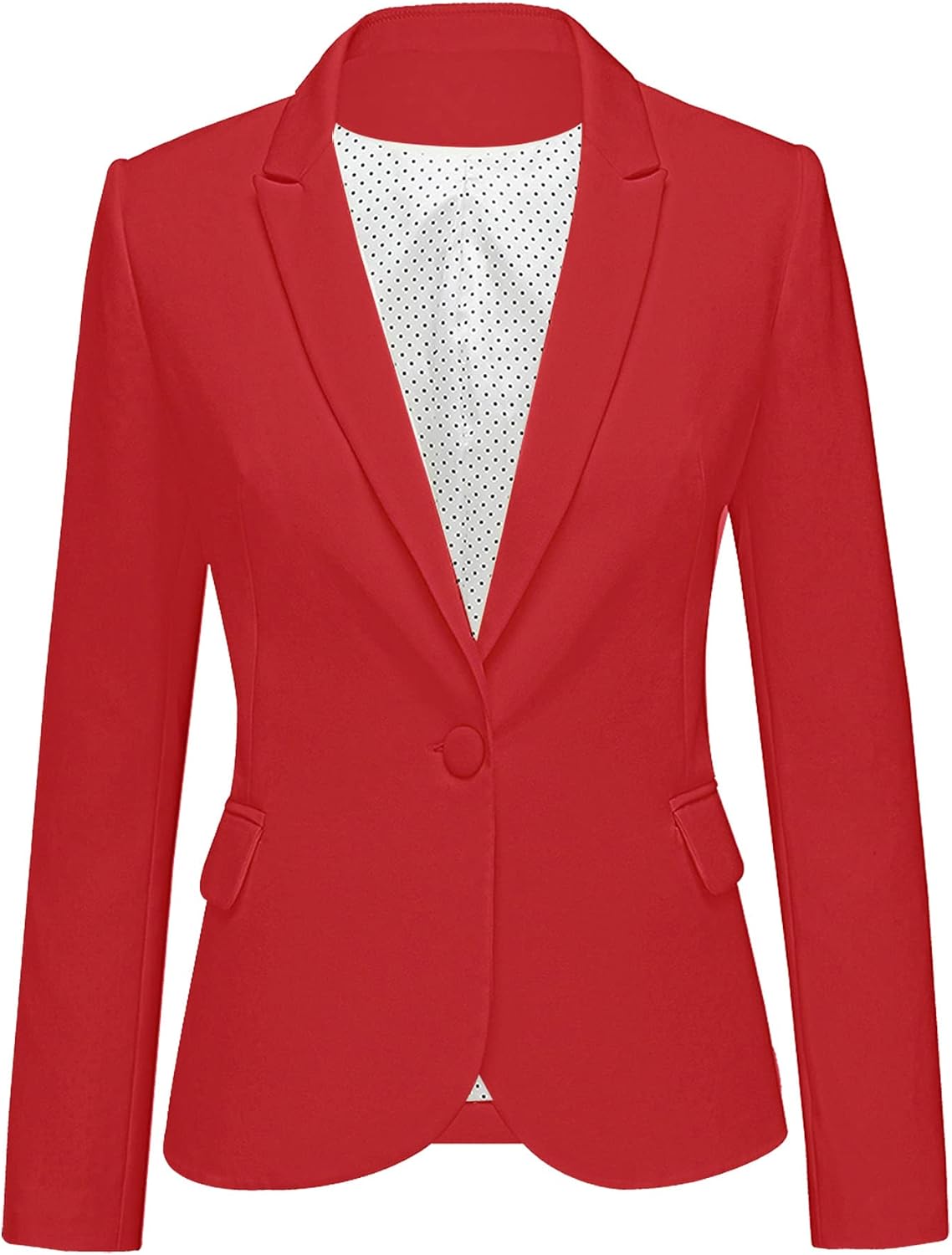Women's Tailored Fit Blazer - Notched Lapel Suit Jacket with Long Sleeves and Flap Pockets for Professional Work - Small