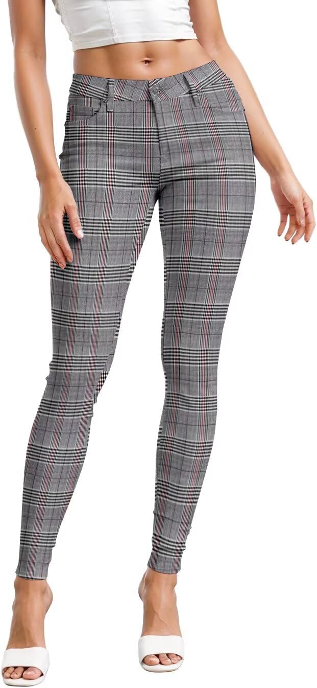 Women's Skinny Leg Work Pants - Hyper Stretch Comfy Trousers in Short, Regular and Long Inseams for Office Wear - 1X Lon