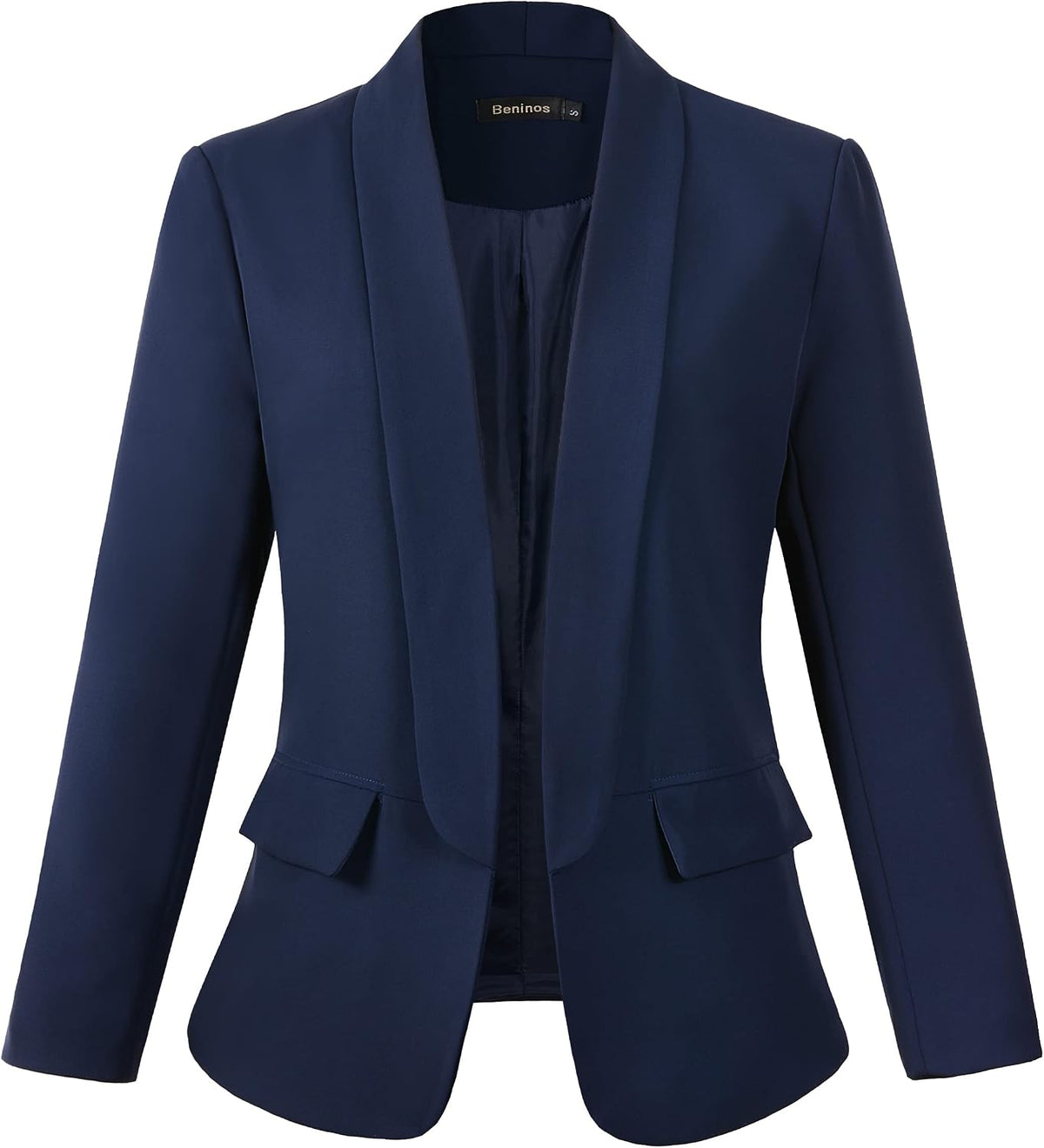 Women's Open Front Blazer Jacket - Casual Long Sleeve Suit Jacket with No Button Closure for Everyday Layering - Small