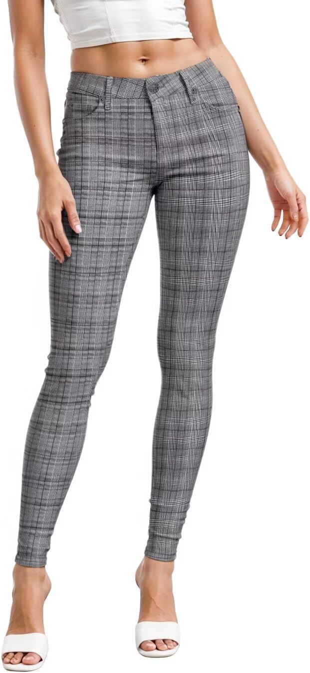 Women's Skinny Leg Work Pants - Hyper Stretch Comfy Trousers in Short, Regular and Long Inseams for Office Wear - 1X Lon