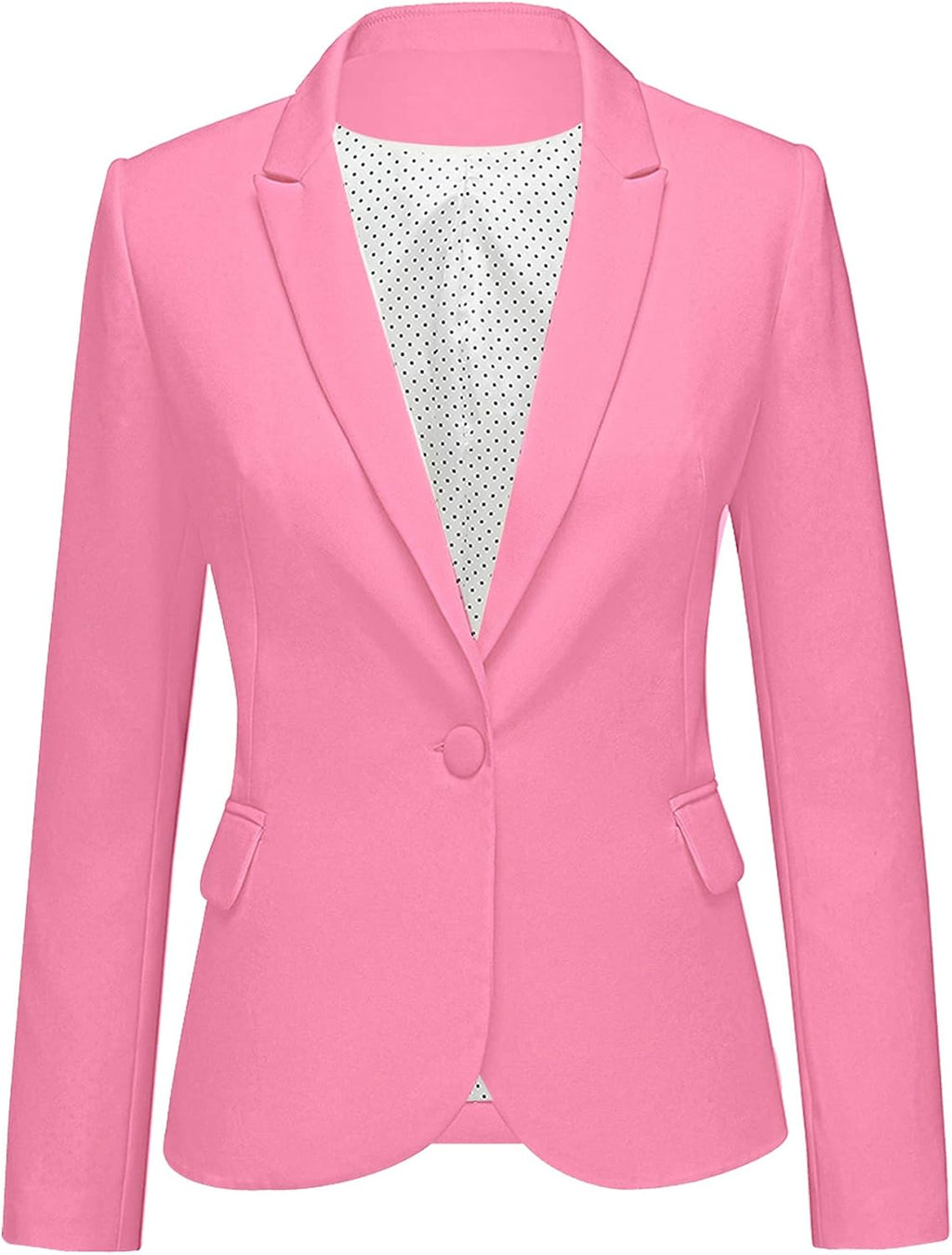 Women's Tailored Fit Blazer - Notched Lapel Suit Jacket with Long Sleeves and Flap Pockets for Professional Work - Mediu