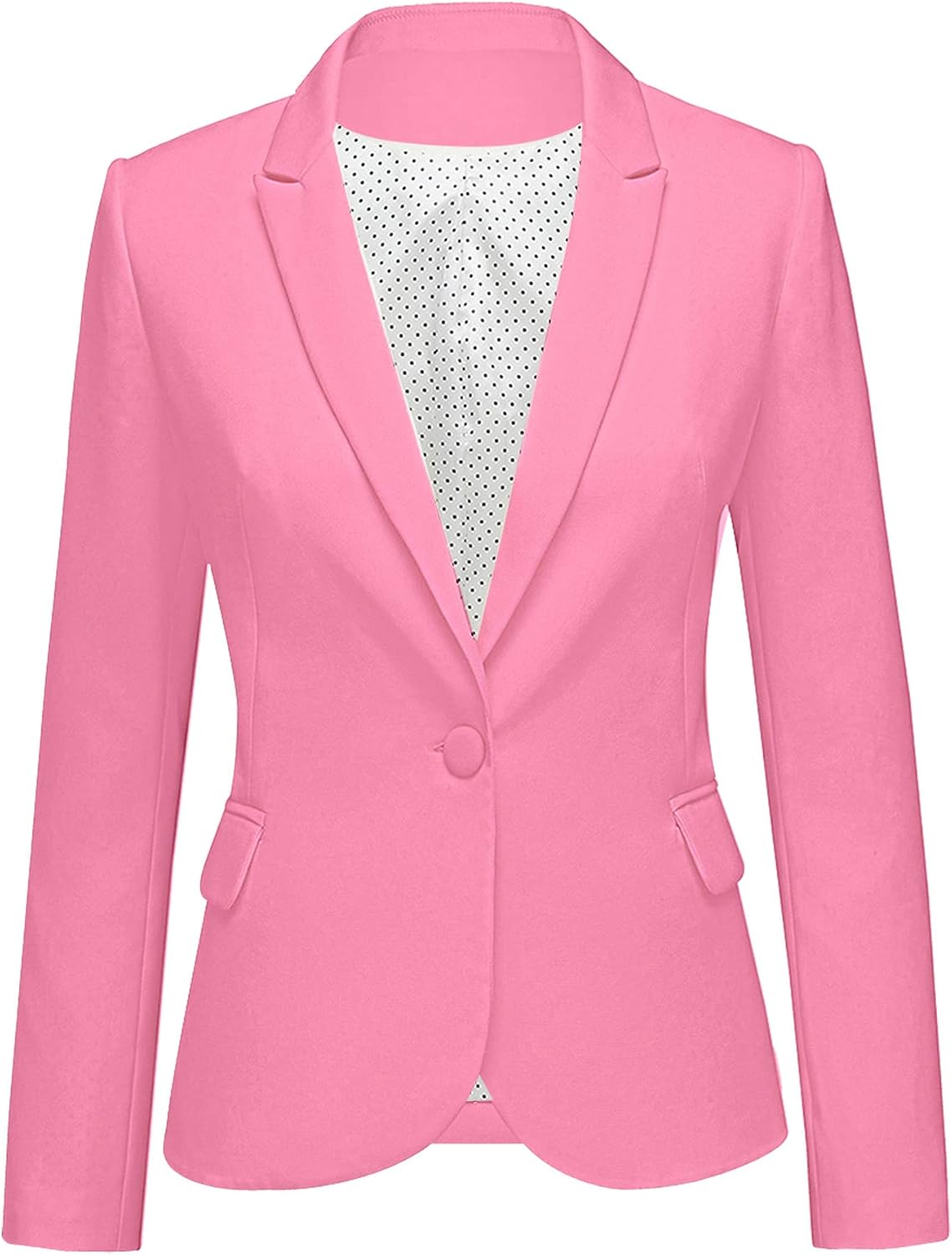 Women's Tailored Fit Blazer - Notched Lapel Suit Jacket with Long Sleeves and Flap Pockets for Professional Work - Mediu