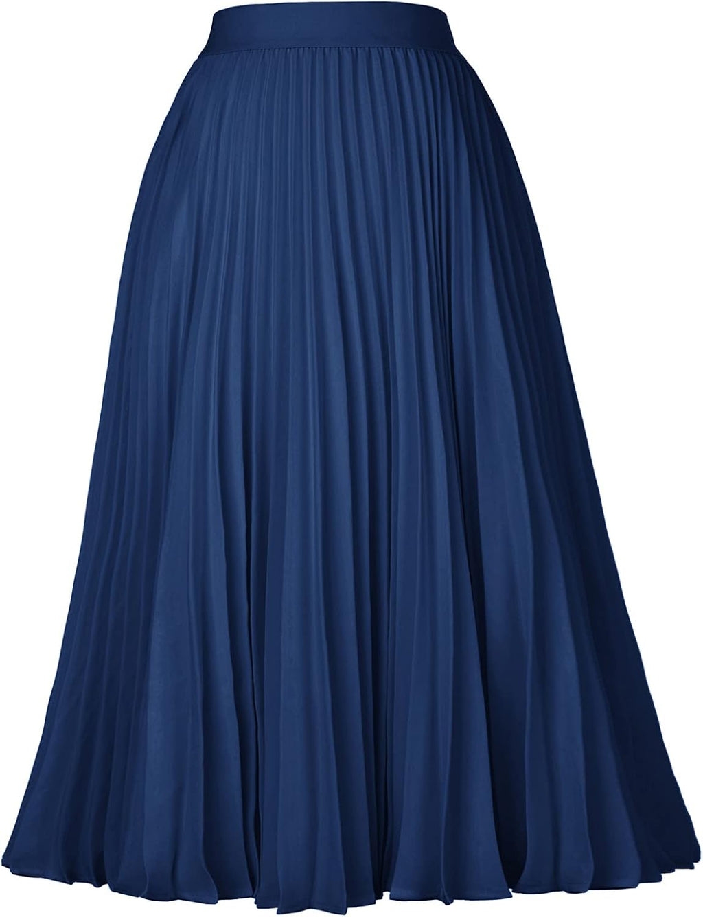 Women's Pleated Chiffon Midi Skirt - A-Line Flowy Swing Skirt with High Elastic Waist for Work and Party Wear - Large (3