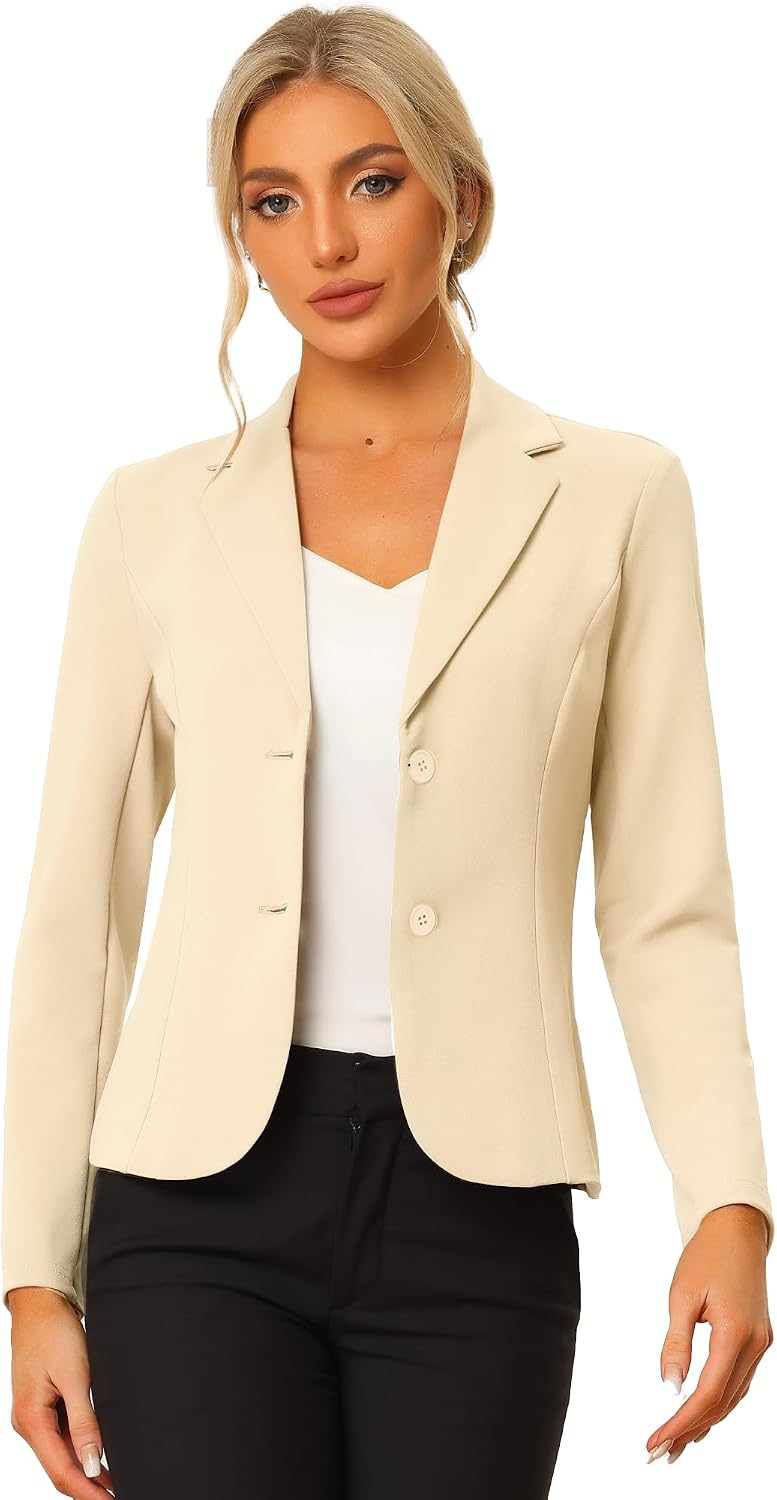 Women's Stretch Work Blazer - Lapel Collar Suit Jacket with Long Sleeves for Office Meetings and Daily Wear - Large (23)