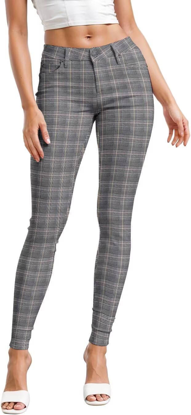 Women's Skinny Leg Work Pants - Hyper Stretch Comfy Trousers in Short, Regular and Long Inseams for Office Wear - Large