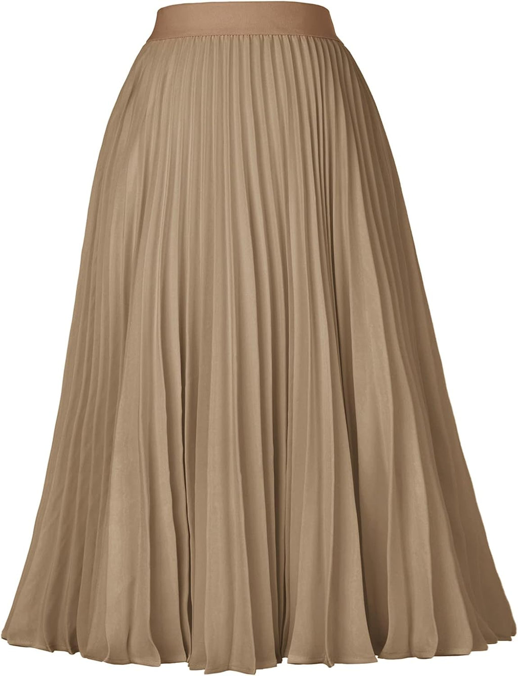 Women's Pleated Chiffon Midi Skirt - A-Line Flowy Swing Skirt with High Elastic Waist for Work and Party Wear - Small (1