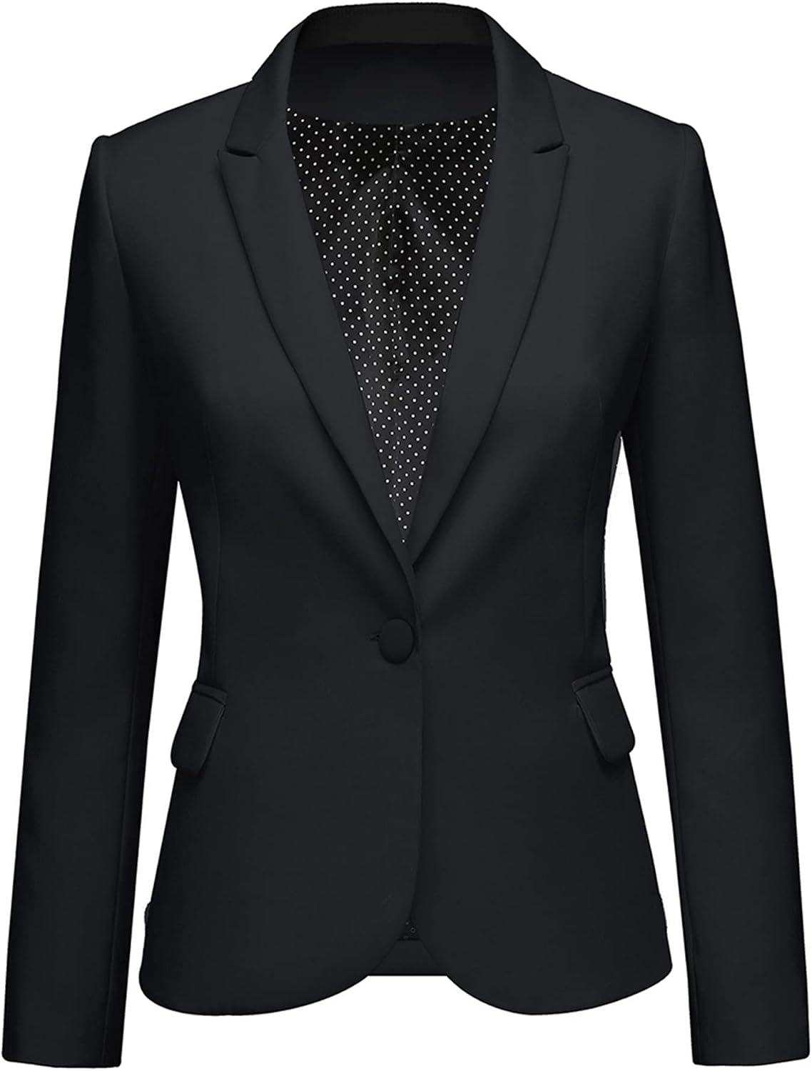 Women's Tailored Fit Blazer - Notched Lapel Suit Jacket with Long Sleeves and Flap Pockets for Professional Work - Small
