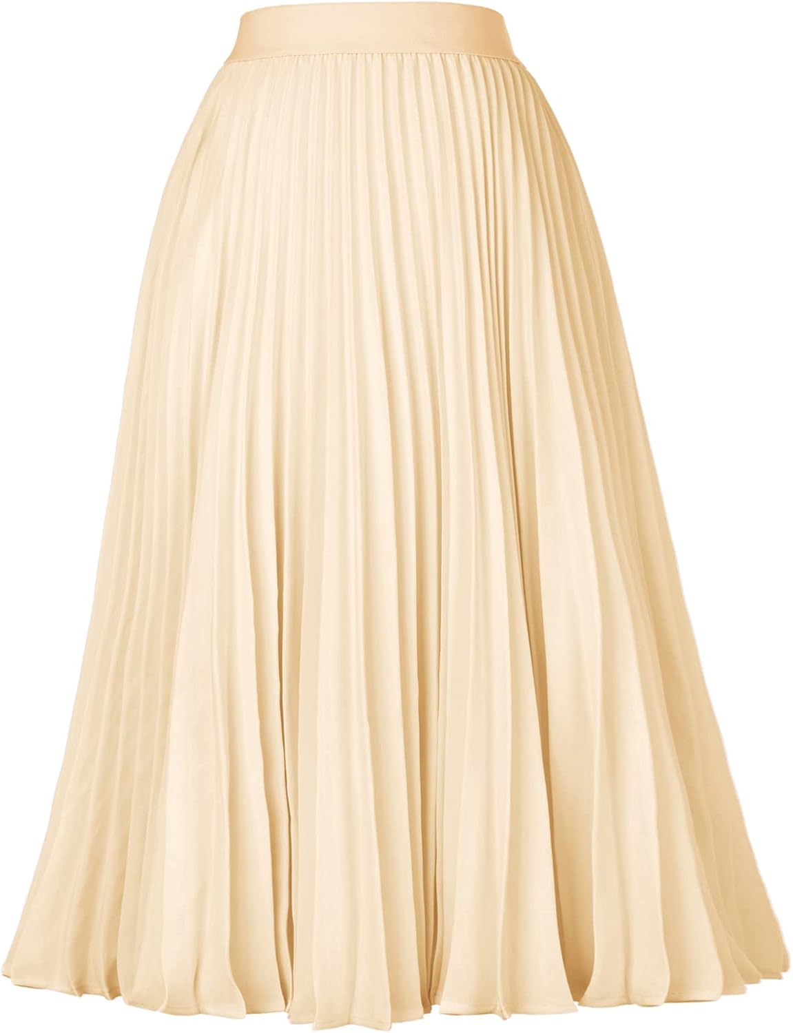 Women's Pleated Chiffon Midi Skirt - A-Line Flowy Swing Skirt with High Elastic Waist for Work and Party Wear - Small (1