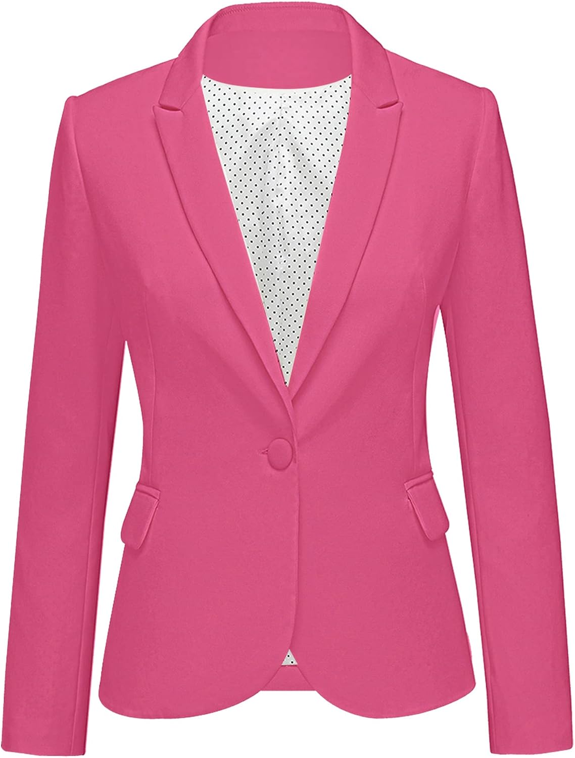 Women's Tailored Fit Blazer - Notched Lapel Suit Jacket with Long Sleeves and Flap Pockets for Professional Work - Small
