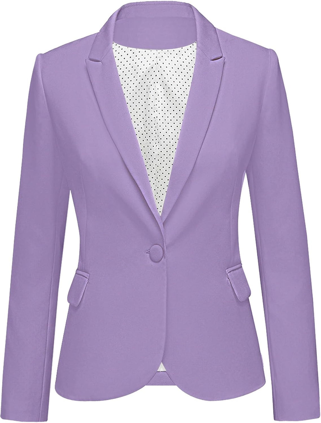 Women's Tailored Fit Blazer - Notched Lapel Suit Jacket with Long Sleeves and Flap Pockets for Professional Work - Mediu