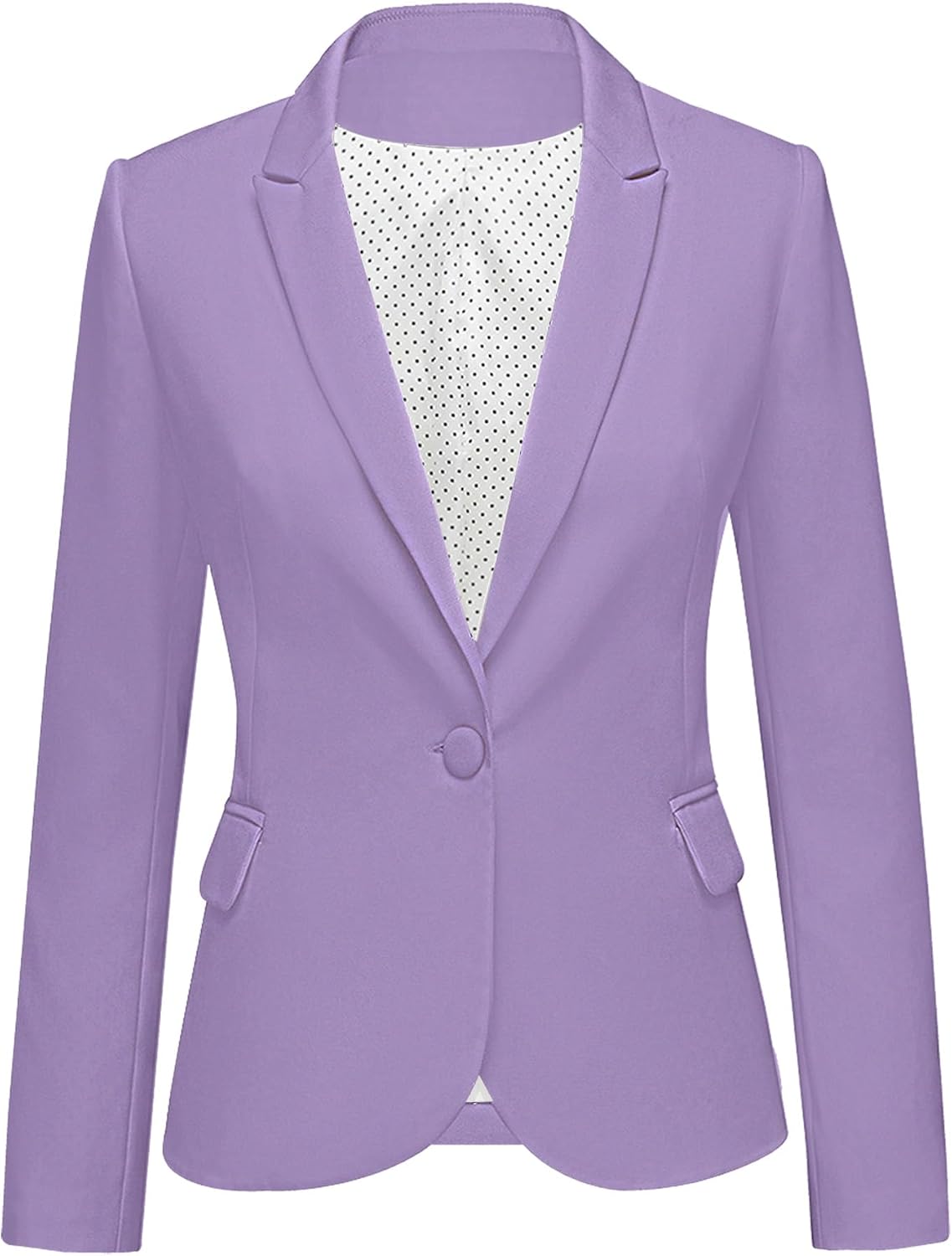Women's Tailored Fit Blazer - Notched Lapel Suit Jacket with Long Sleeves and Flap Pockets for Professional Work - Mediu