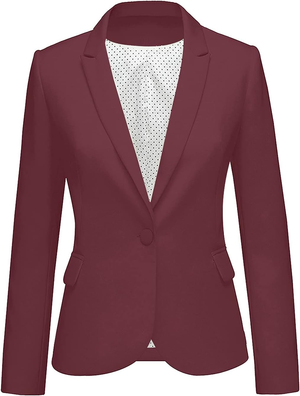 Women's Tailored Fit Blazer - Notched Lapel Suit Jacket with Long Sleeves and Flap Pockets for Professional Work - Small