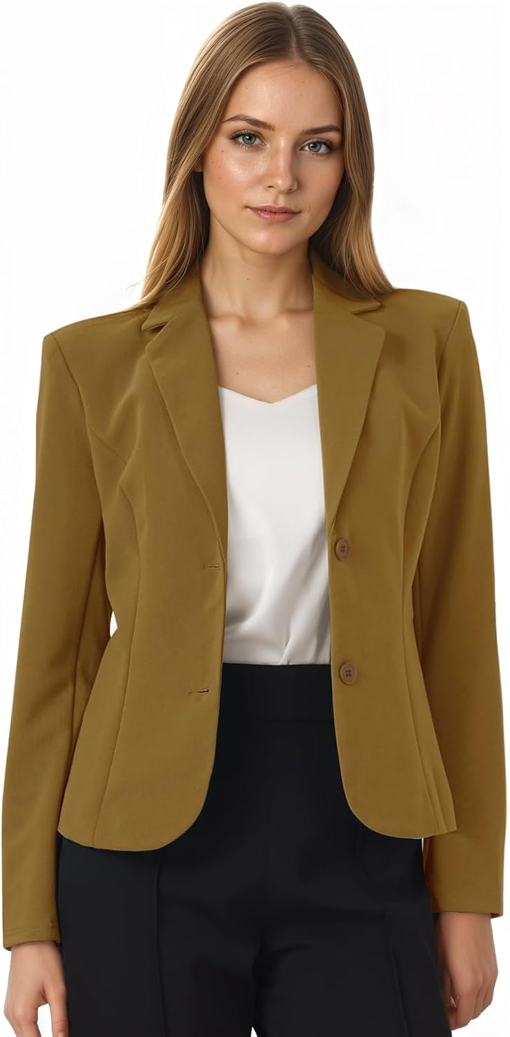 Women's Stretch Work Blazer - Lapel Collar Suit Jacket with Long Sleeves for Office Meetings and Daily Wear - Small (9)
