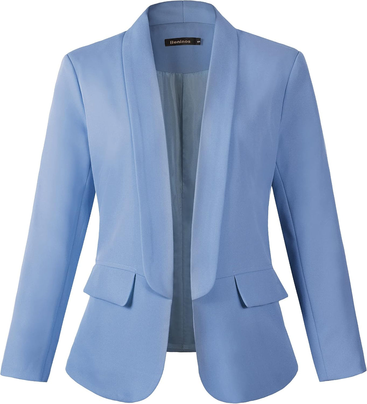 Women's Open Front Blazer Jacket - Casual Long Sleeve Suit Jacket with No Button Closure for Everyday Layering - Small