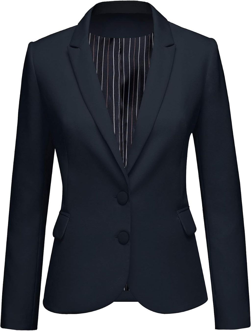 Women's Tailored Fit Blazer - Notched Lapel Suit Jacket with Long Sleeves and Flap Pockets for Professional Work - Mediu