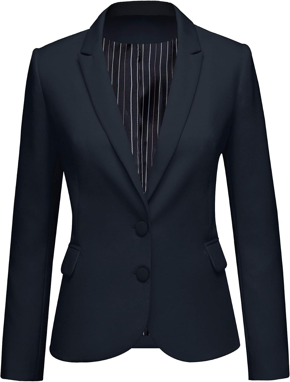 Women's Tailored Fit Blazer - Notched Lapel Suit Jacket with Long Sleeves and Flap Pockets for Professional Work - Mediu