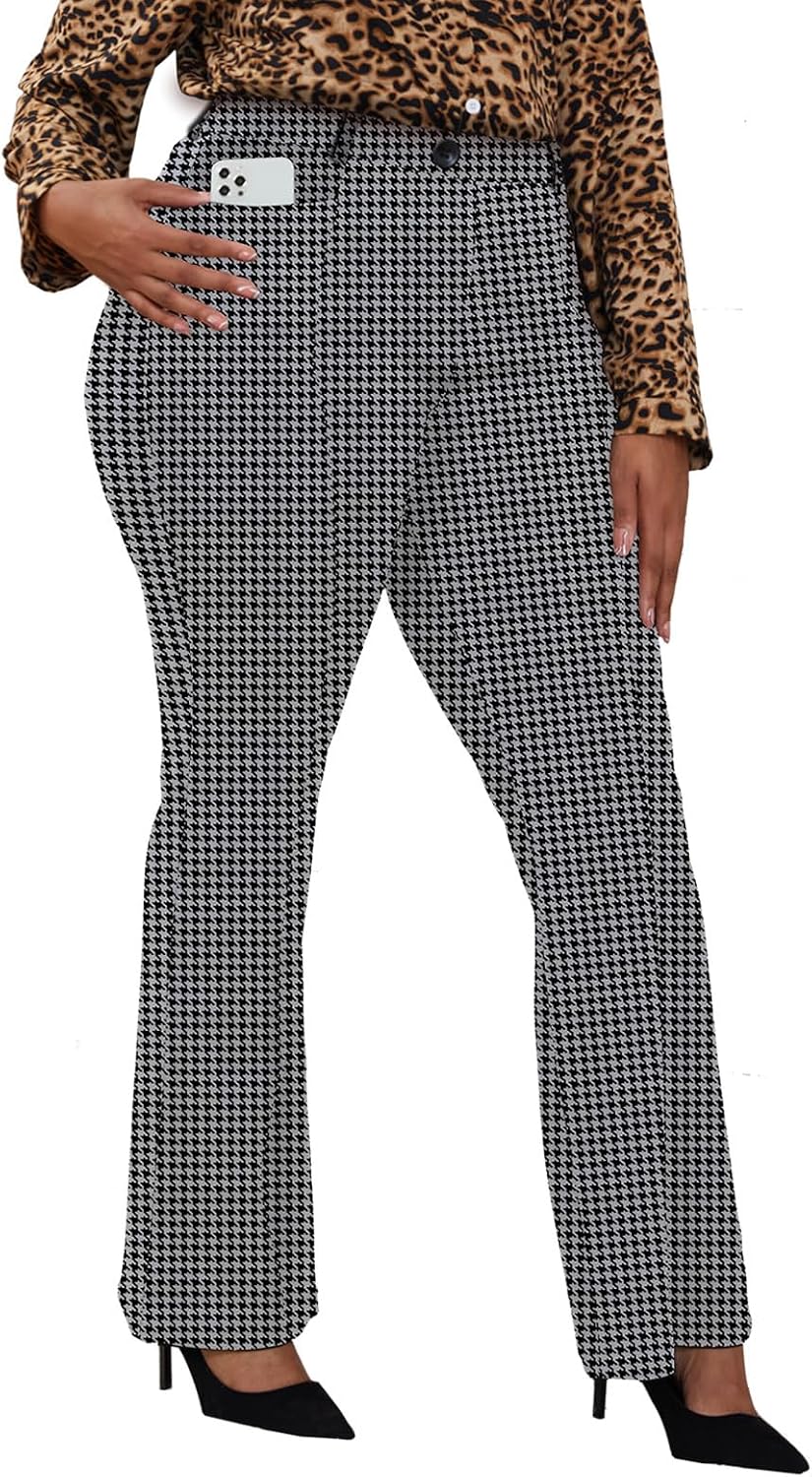 Women's Plus Size Pull On Dress Pants - Wrinkle Free Stretch Office Trousers in Petite, Regular and Long Fits - Long (12