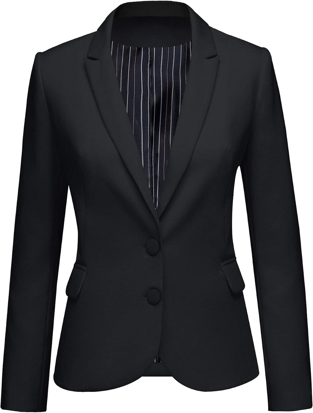 Women's Tailored Fit Blazer - Notched Lapel Suit Jacket with Long Sleeves and Flap Pockets for Professional Work - Small