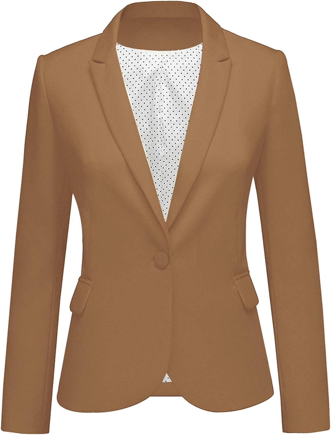 Women's Tailored Fit Blazer - Notched Lapel Suit Jacket with Long Sleeves and Flap Pockets for Professional Work - Mediu