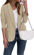 Women's Classic Lapel Blazer - Open Front Work Suit Jacket with Long Sleeves for Meetings and Business Casual - Small